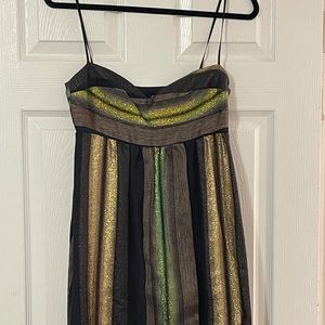 Cynthia Rowley babydoll style striped metallic mini dress